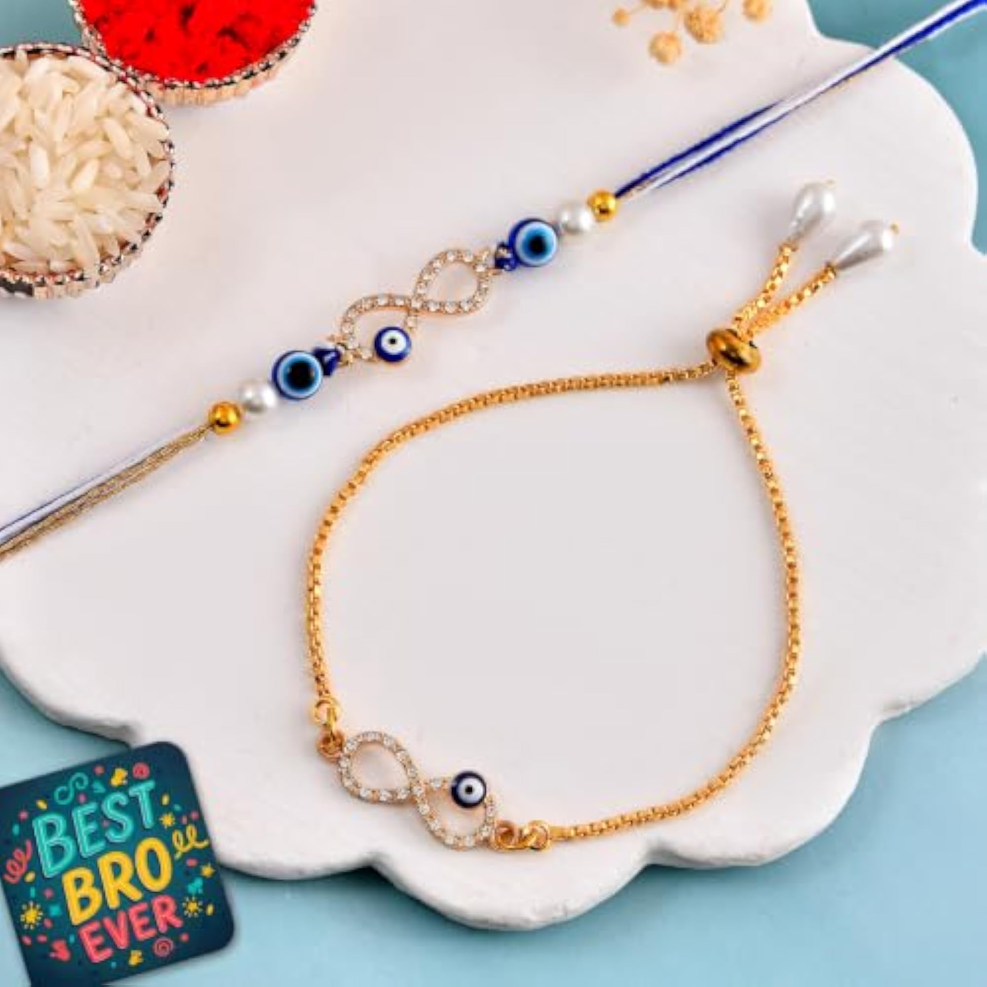 Infinity Evil Eye Couple Rakhi Set for Bhaiya Bhabhi